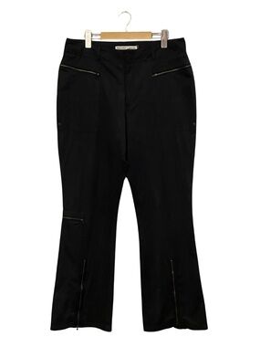Vintage 90s Nevada Black Flare Cargo Style Pants Zipper Accents - Size 14 EUC